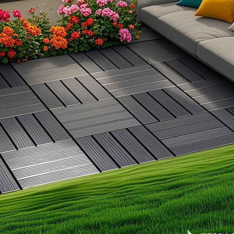 Carreaux de terrasse en plastique à emboîtement, paquet de 44 tuiles de patio, 12 po x 12 po carré extérieur imperméable à l'eau, toutes saisons, extérieur et intérieur