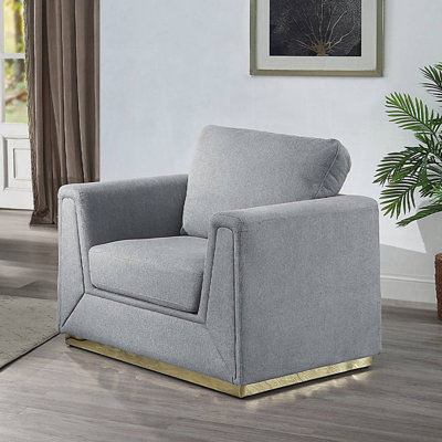 CHAISE L 37,4 po, LIN GRIS