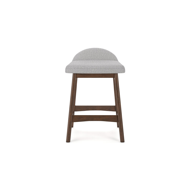 Ensemble de 2 tabourets de comptoir avec repose-pieds Jeyn, bois brun, Gris clair