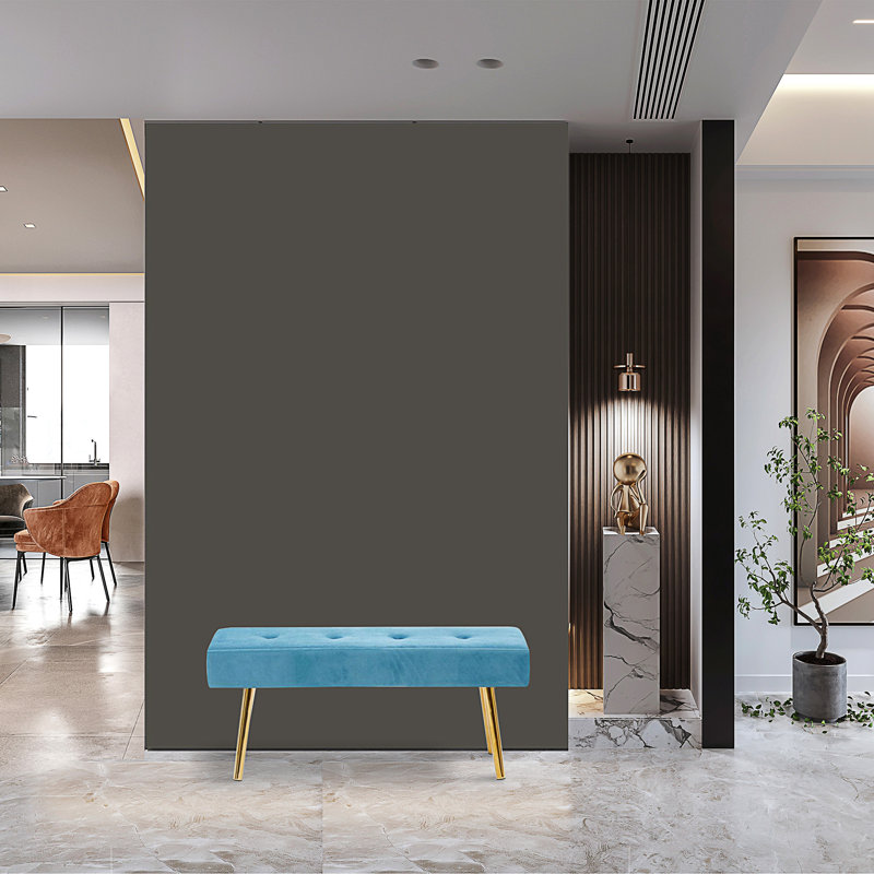 Banc long avec banc et tabouret, Bleu