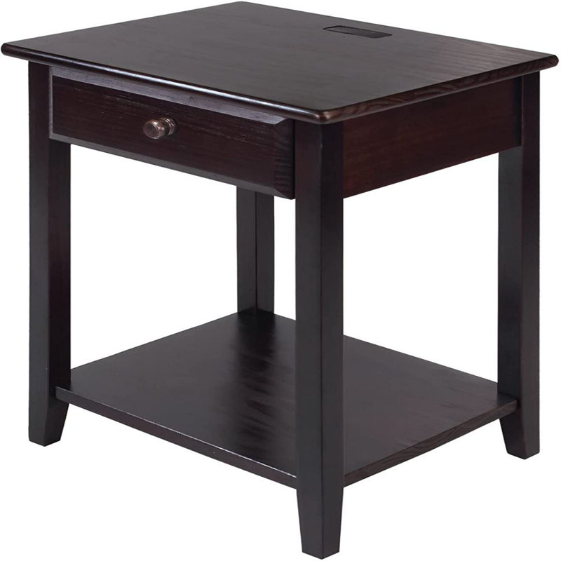 17.5'' W Solid Wood Nightstand, Dark Brown