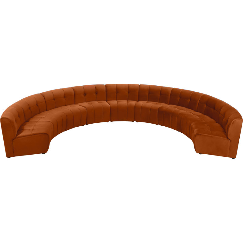 Jedson Velvet Sectional Symmetrical, Cognac Velvet