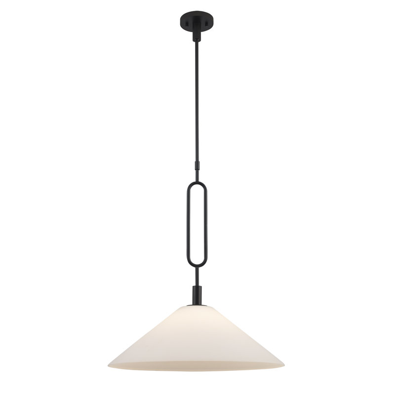 Cartley 1 - Light Modern Pendant with Opal Glass, Black, 9.5" H x 22" W