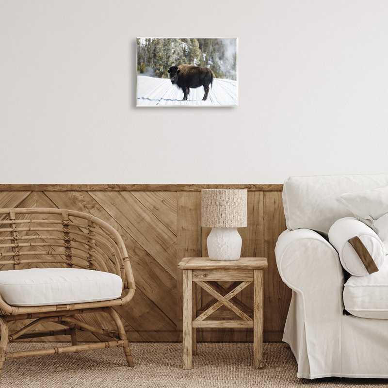 Bison sur une piste enneigée, art mural, conception par PIDDIX, H 10 po x l 15 po