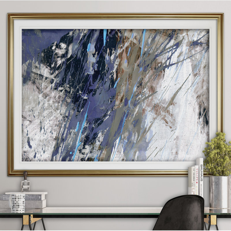 " Blue Noise I " Painting Print, Gold, 30" H x 40" W x 1.5" D
