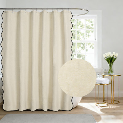 Linen Like Scallop Shower Curtain