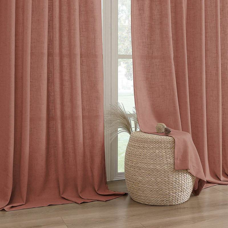 Linen Curtains for Living Room 2 Panel Set Neutral Modern Farmhouse Window Privacy Linen Fabric Drapes for Farmhouse Window Treatment Curtains