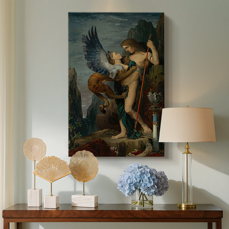 Œdipe et le sphinx - toile tendue par Gustave Moreau, 18 x 27