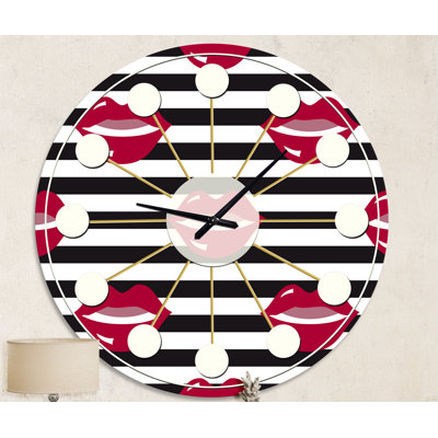 Horloge murale rouge Mid-Century