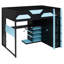 Lit mezzanine double en bois avec bureau, tablettes multiples, USB et lumière RVB, bleu nuage-1894238536