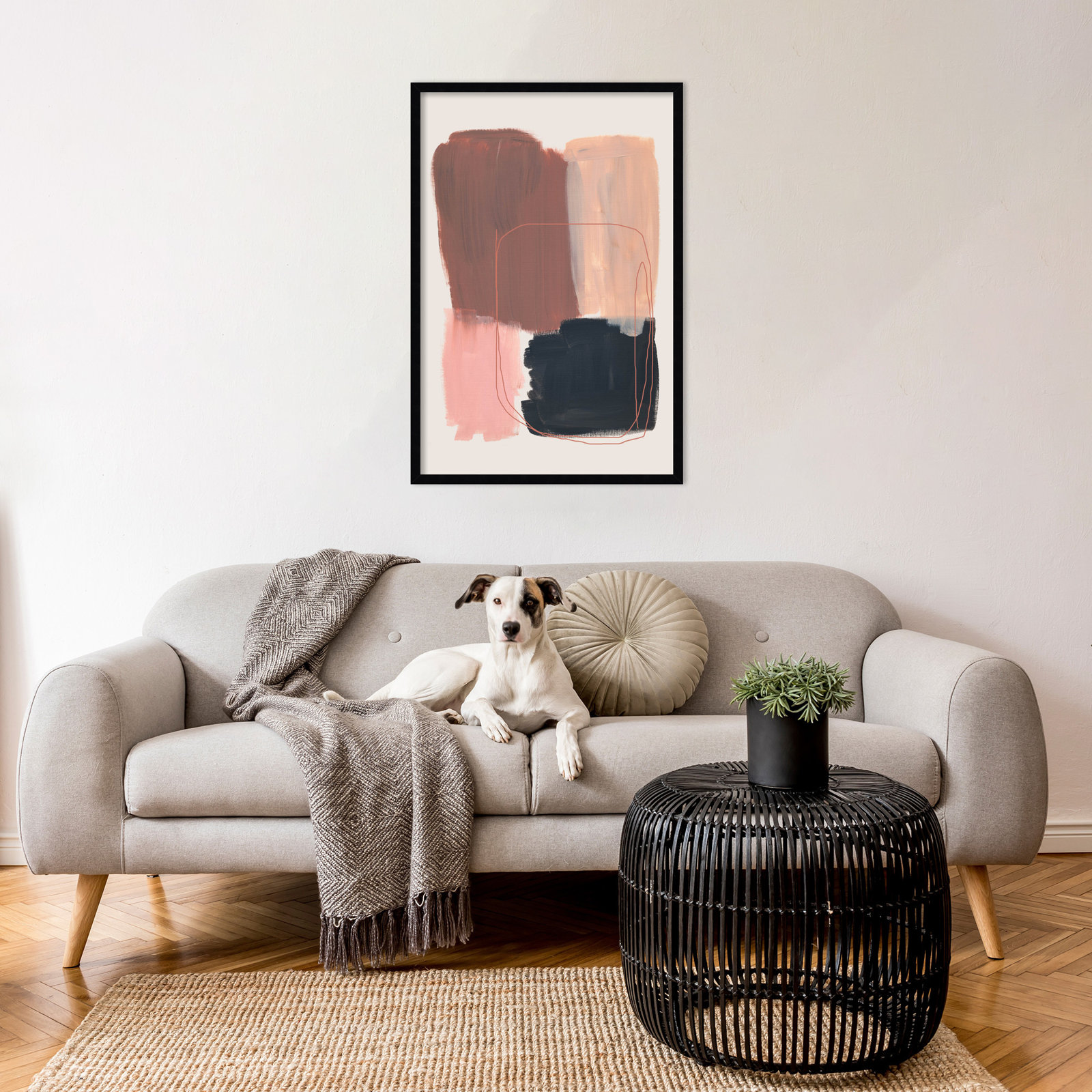 Rience "Abstract Brush Strokes 120" Print, Black, 33" H x 23" W