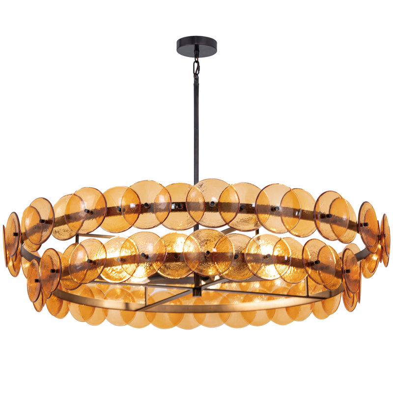 Loren-Multi-Tier Chandelier, Gunmetal/Amber