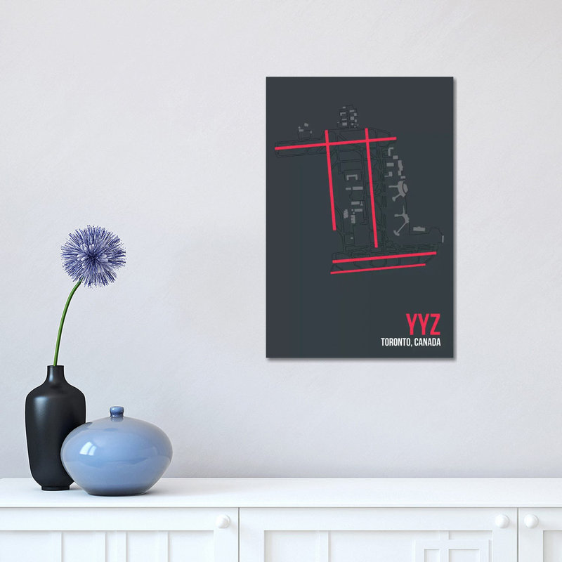 YYZ Diagram, Toronto 1 Piece Wrapped Canvas Wall Art, 45.72cm H x 30.48cm W x 1.91cm D