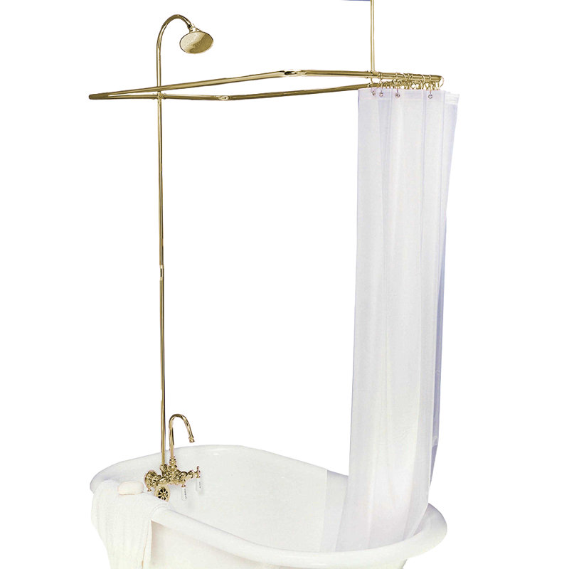 Système de douche à clawfoot (P0403), 57" x 31'', Supercoat Brass