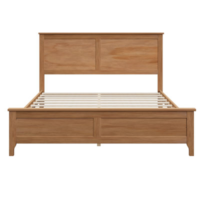  Queen Size Bed Frame with Paneled Headboard and Footboard, Traditional Wooden Platform Bed Frame, Seadrift