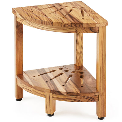 Corner Teak Shower Bench, 100% Teak Wood Corner Shower Beach