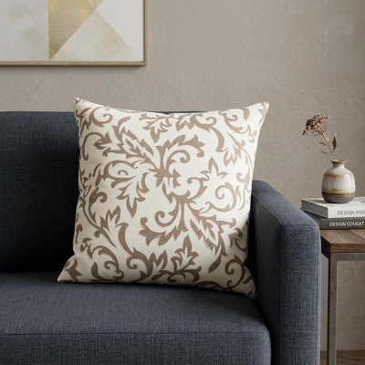 Housse de coussin décoratif en coton 20 po beige