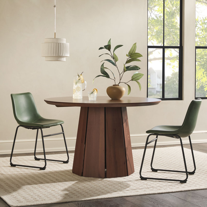 Table de salle à manger à piédestal en bois massif 47,5 po Johnovan, Brun