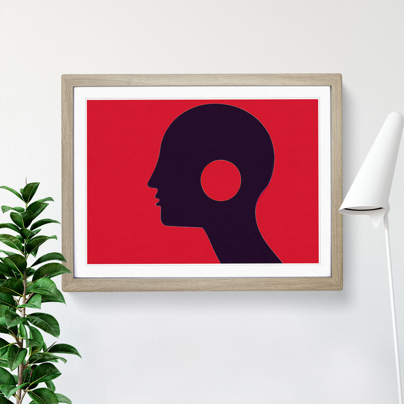 Silhouette Of Man Abstract - Single Picture Frame Print, Oak Framed, 25cm H x 34cm W x 2cm D