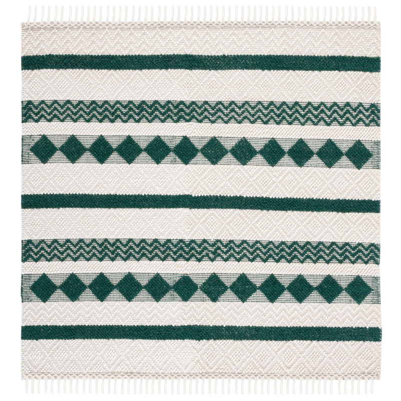 Natura Hand Woven Wool Geometric Rug, Square 6'