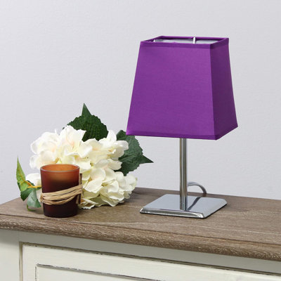  Mini lampe de table chromée avec abat-jour carré en tissu Empire pour chambres à coucher et tables de chevet