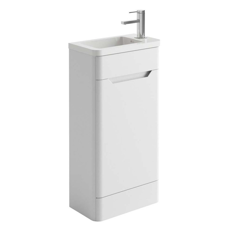450mm Single Bathroom Vanity with Polyglomerate Basin, Matte White