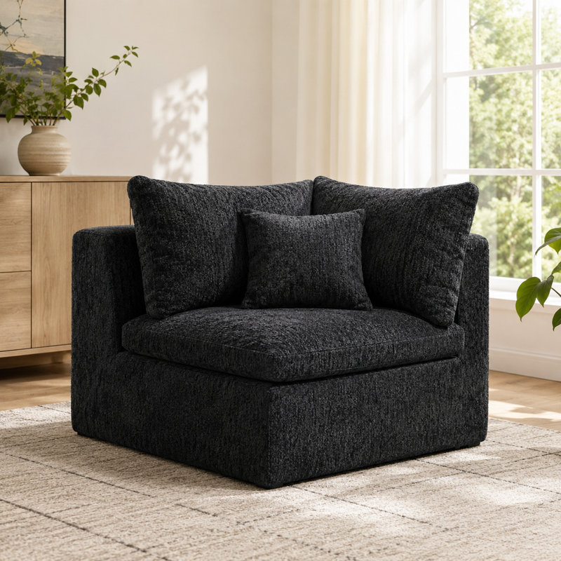 Fauteuil d'appoint rembourré Ashville Chenille, Black