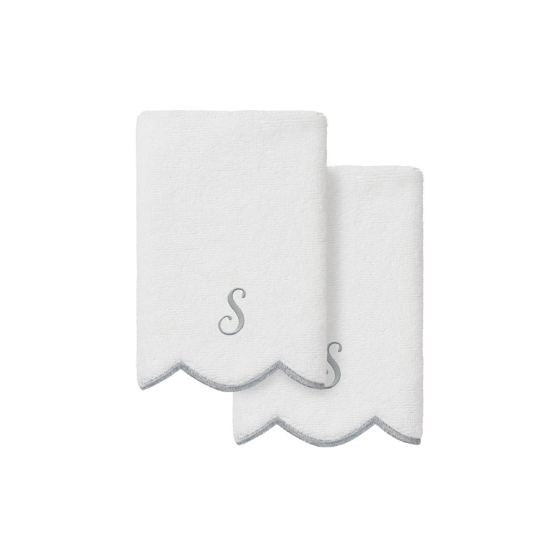 Ensemble de serviettes Linum Home Textiles 100% coton turc ADORNIA, S, Blanc / Gris, Ensemble de 2 serviettes à doigts