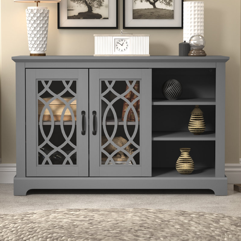 Buffet avec rangement ouvert Eleana, Gris froid