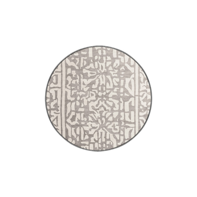 Tapis gris soyeux et moelleux, Rond 4 pi
