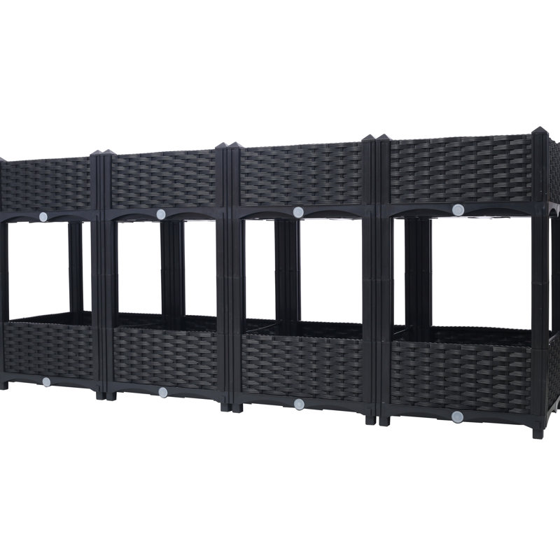 Jardinière surélevée en polypropylène noir: 63 po x 15,7 po x 27,7 po, pour jardin toutes saisons avec jardin surélevé: polypropylène, éloigne les plantes des mauvaises herbes