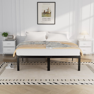 Lutherville 3 Piece Bedroom Set Metal Platform Bed And Nightstand Set