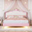 Lit plateforme tapissier avec bandes claires-1109022923