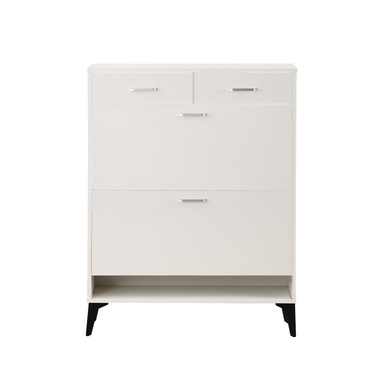 Grande armoire à chaussures, seau à basculement autoportant, Blanc