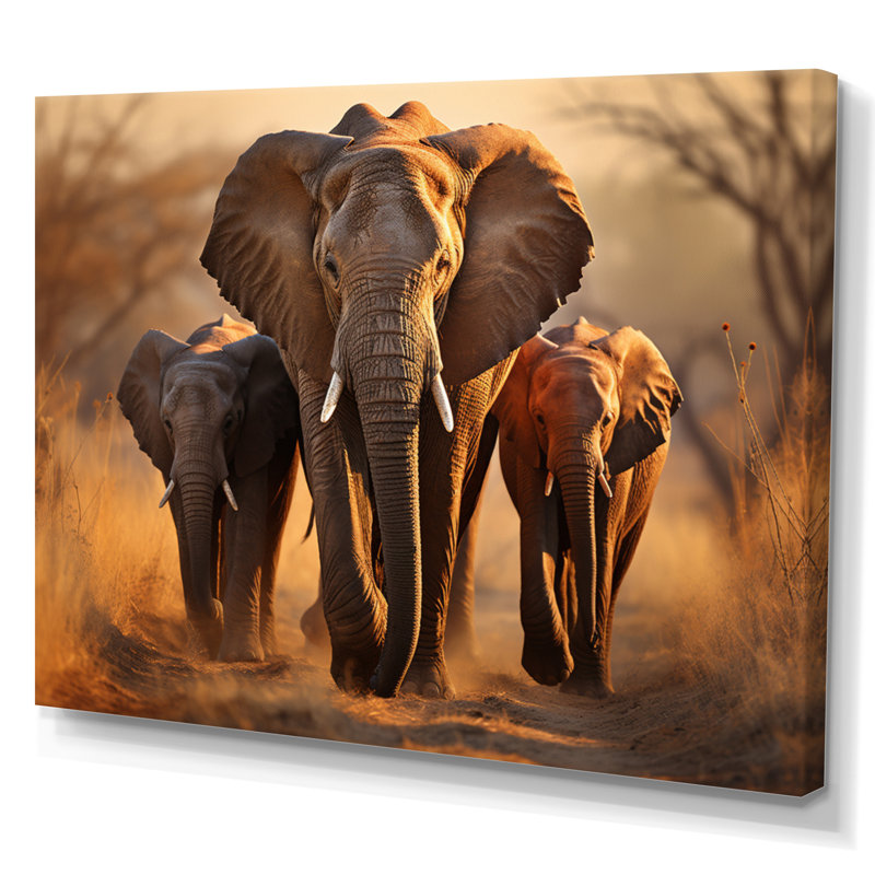 Éléphants d'Afrique, «Family Bond», Toile tendue, H 16 po x l 32 po x P 1 po