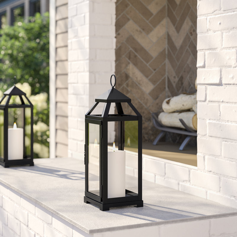 Tabletop Lantern, Dark Gray, 15.5" H x 5.25" W x 5.5" D