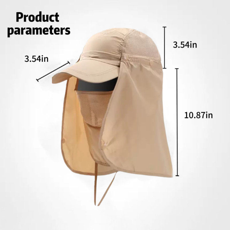 Chapeau de pêche Sun détachable avec protection UV 50+, Beige