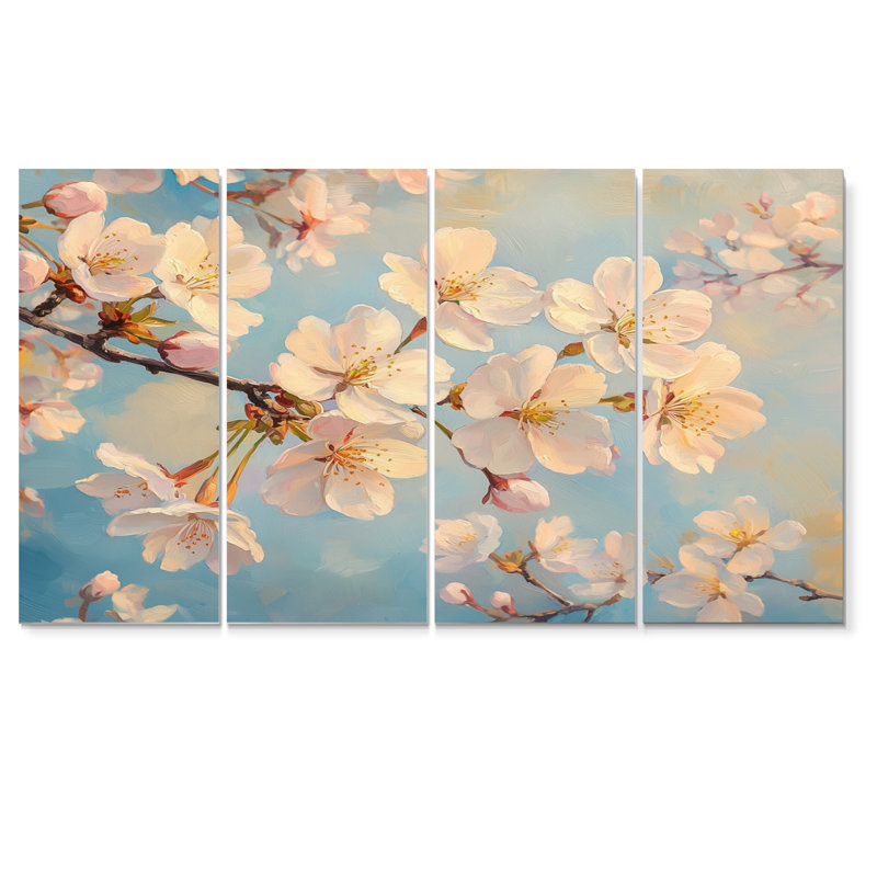 Fleur de cerisier jaune jaune arrivée de printemps - art mural fleur de cerisier - ensemble de décoration murale traditionnelle