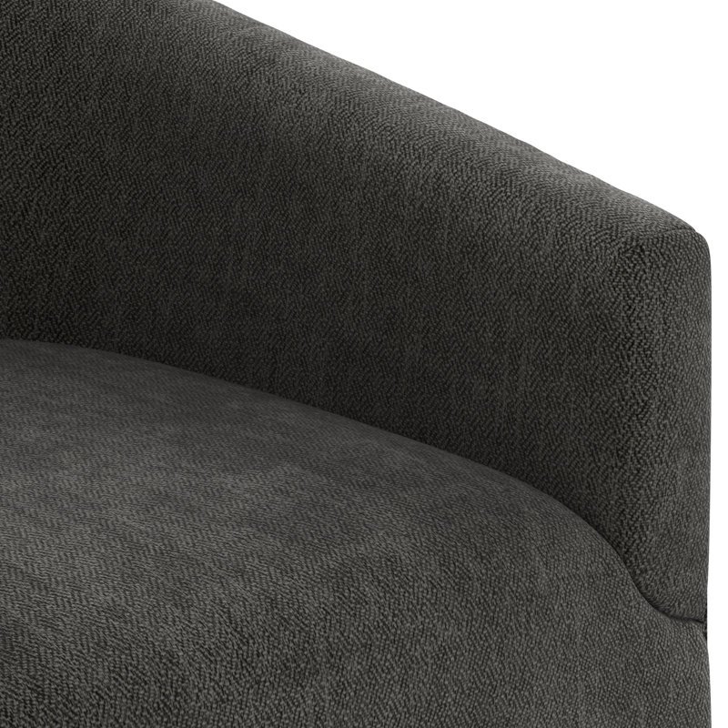 Chaise pivotante à base de bois anthracite pour le salon - Tissu durable gris, Gris anthracite