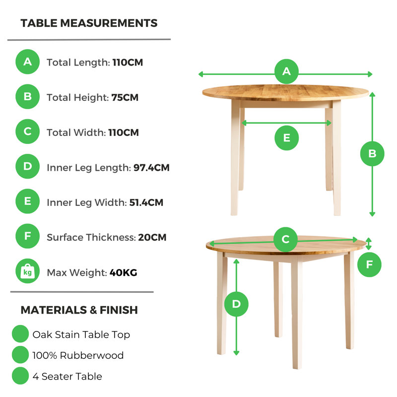 Alissah Solid Wood Farmhouse Round Dining Table Set - Traditional Rustic Kitchen Style