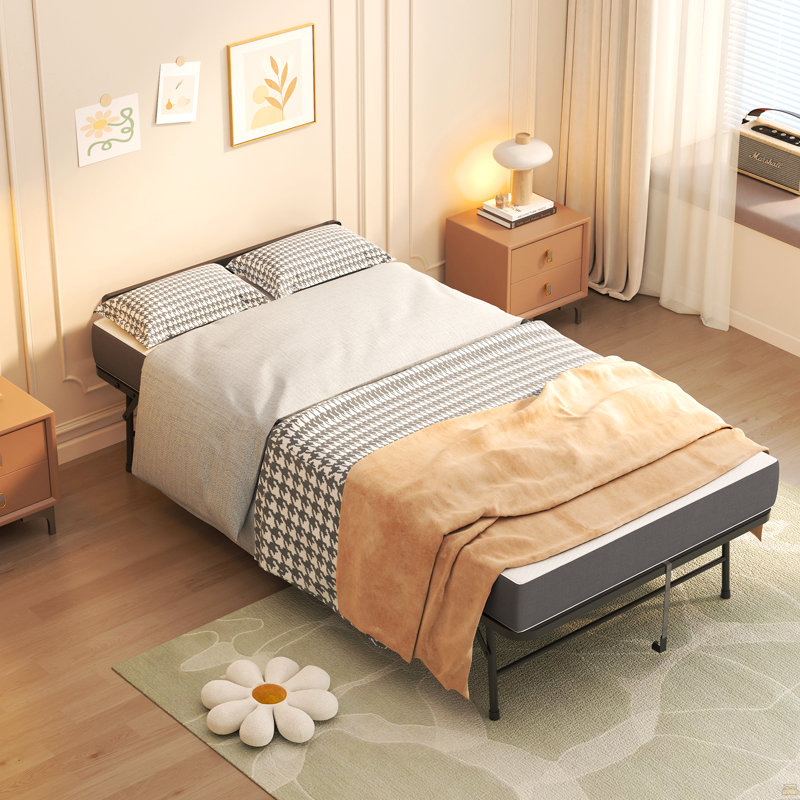 75" * 38" Folding Bed With Adjustable Headboard, 5" Memory Foam Rollaway Bed