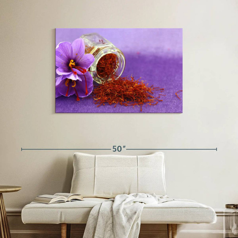 Safran et fleurs, H 26 po x l 39 po