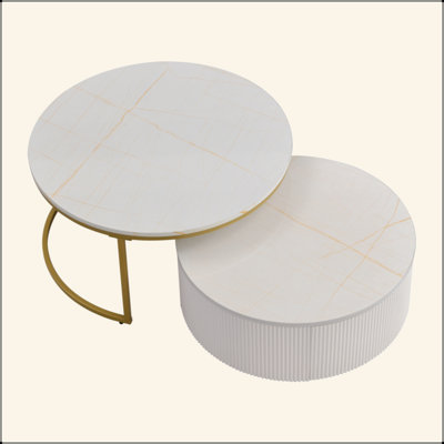 Table basse moderne emboîtable cannelée avec tiroir Modern