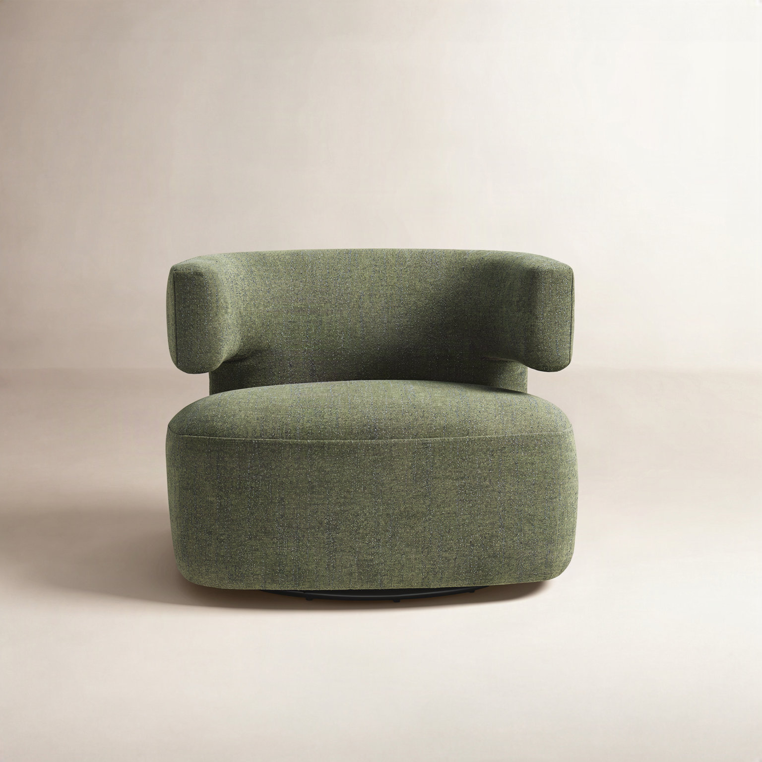 Bascom Swivel Barrel Chair, Mellow Forest Chenille