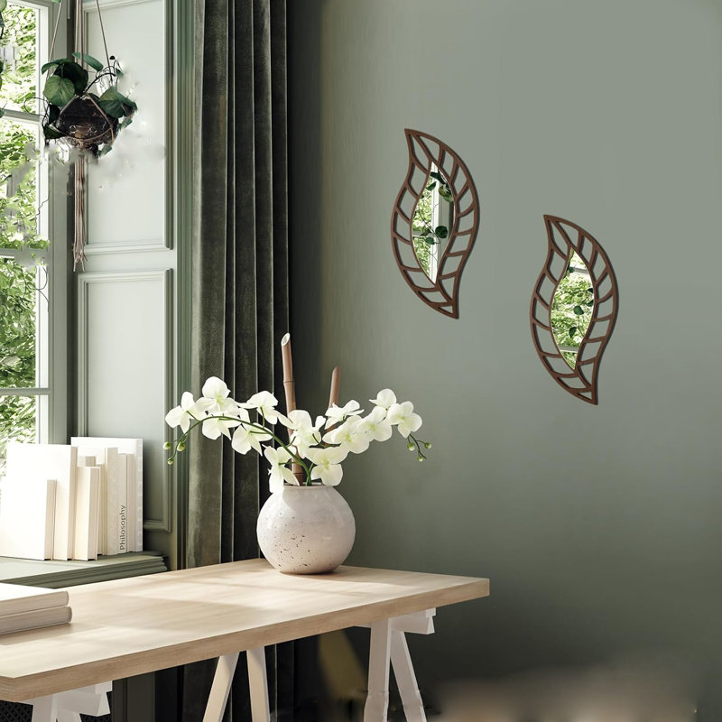 Leaf Water Drop Mirror, Brown