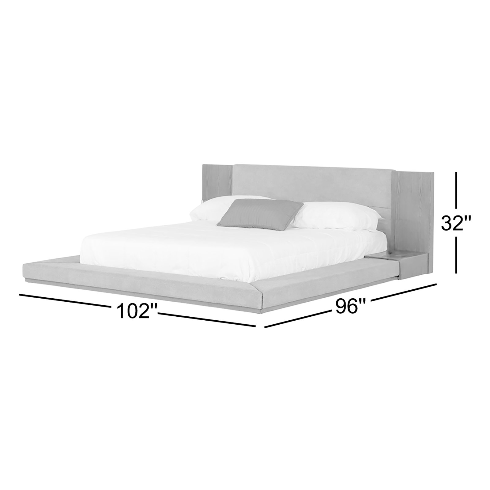 Amalie Upholstered Storage Bed, King, Natural Oak