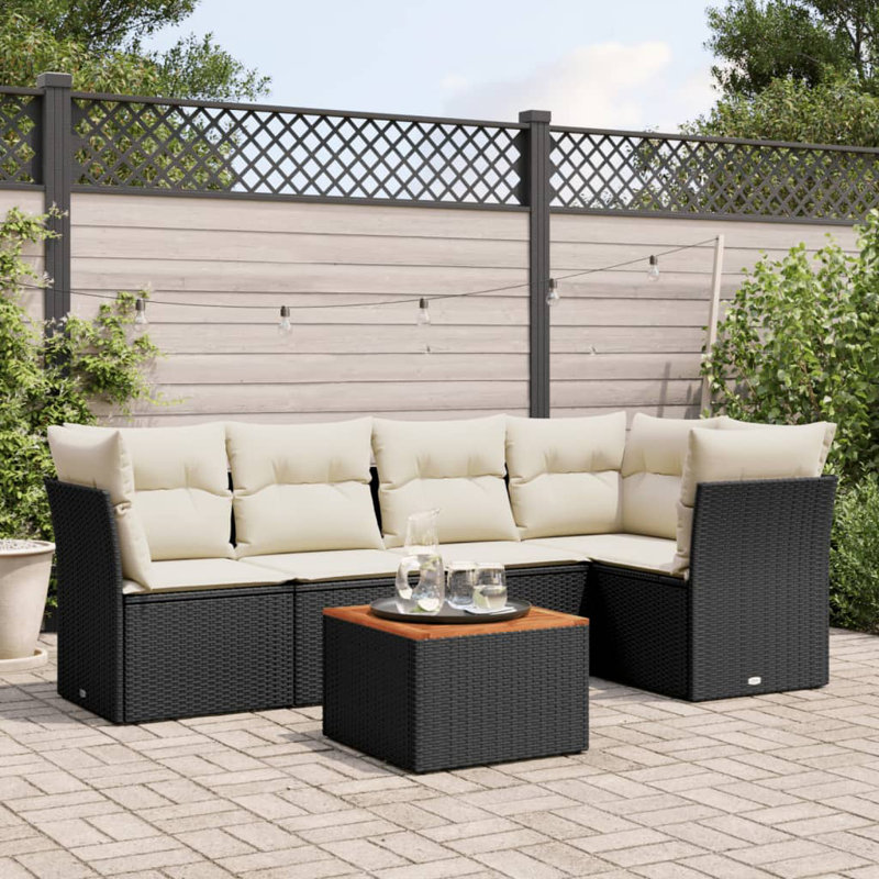 Ensemble de canapé de jardin Vidaxl - noir, blanc crème, brun