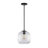 10" W Ribbed Glass and Metal Single Pendant Light-1862851967