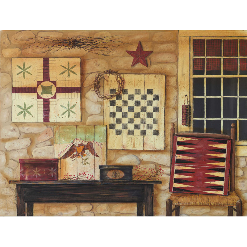«Porch Games» par Pam Britton - reproduction sur toile tendue, H 36 po x l 48 po