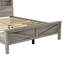 Lit double en bois rustique pleine grandeur avec tête de lit à double porte de grange coulissante et point de charge, support de lattes, teinte gris antique, lit plateforme sans sommier, lattes fixes et fixes, chatoyant-1040330795